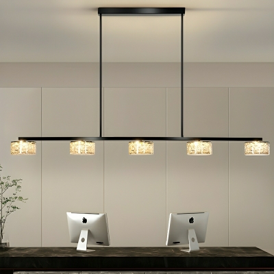 Modern Style Remote Control Stepless Dimming Island Light with Clear Glass Shade
