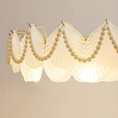 Modern White Chandelier with Frosted Glass Shade and Adjustable Hanging Length