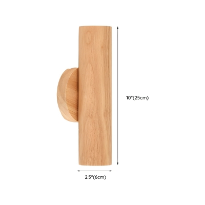 Touch Control Wood LED Wall Sconce with Up & Down Rubber Wood Shade