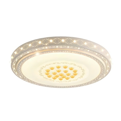 White Crystal Metal LED Close To Ceiling Lights with Circle Shape