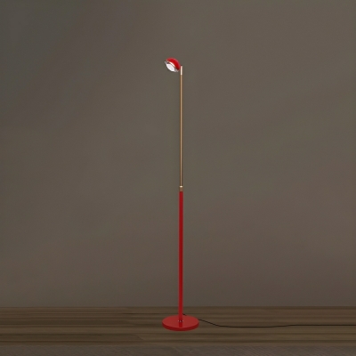 Adjustable Height Red Dome Shade LED Bulb Floor Lamp with Remote Control Dimming for Modern Home