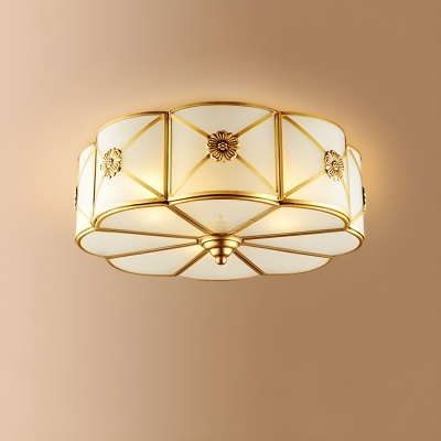 Colonial LED Flush Mount Ceiling Light with White Glass Shade
