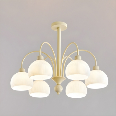 Elegant Modern Chandelier with Ribbed Glass Shade and Not Adjustable Hanging Length