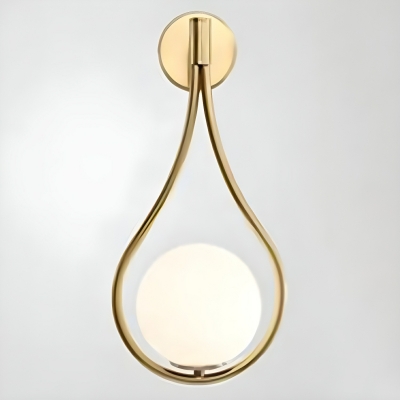 Elegant Modern Metal Teardrop Wall Sconce with Ivory Glass Shade