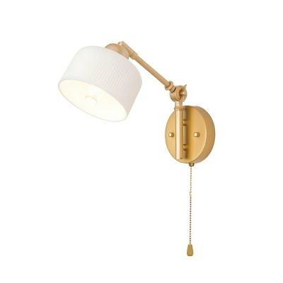Elegant Single-Light Gold Hardwired Wall Lamp with Beige Ceramic Shade