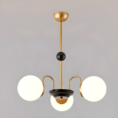 Glowing Gold Globe Chandelier with White Glass Shades and Modern Style