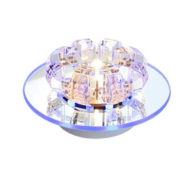 Modern Clear Crystal Glass Flush Mount Ceiling Light with LED Bulbs