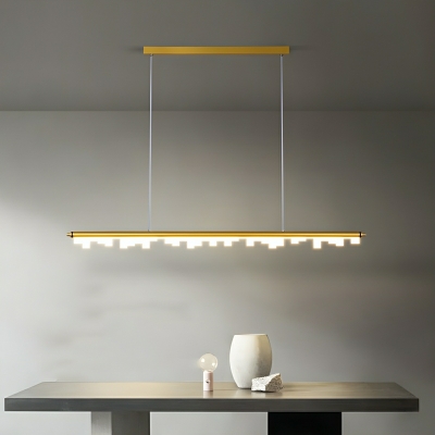 Modern Linear Island Light with Adjustable Hanging Length, Acrylic Shade