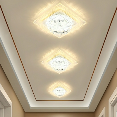Modern White Crystal Flush Mount Ceiling Light with LED Bulbs - Perfect for 35-40 year-old Women