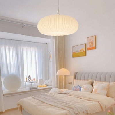 Modern White Geometric Pendant Light with Adjustable Hanging Length and LED Bulbs