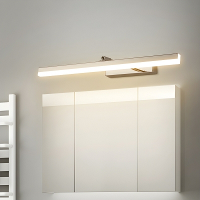 Stylish Silver Linear Vanity Light with Energy-efficient LEDs and Ambient White Shade