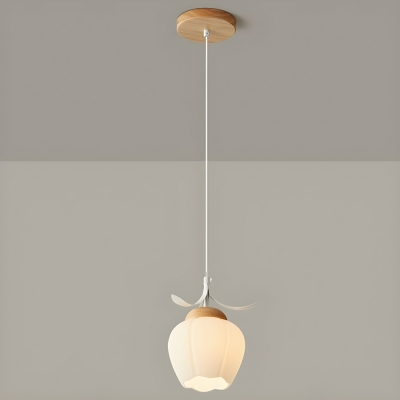 Modern Bell Pendant Light with White Glass Shade and LED/Incandescent/Fluorescent Light Type