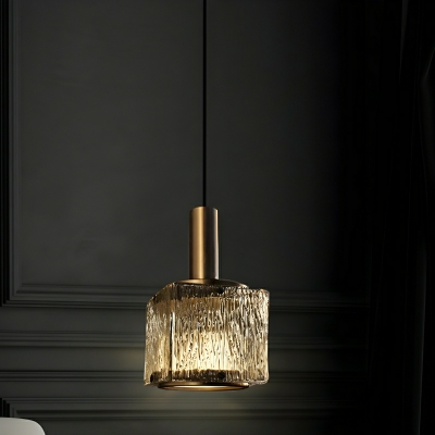 Modern Glass Pendant Light with Adjustable Hanging Length and Gold Shade
