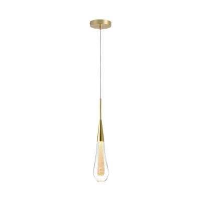 Modern Gold Teardrop Pendant with Clear Glass Shade and Adjustable Hanging Length