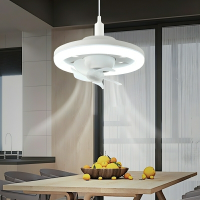Modern Leaf Ceiling Fan with White Blades, Integrated LED Light, and Acrylic Material