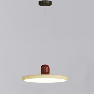 Modern Round White Pendant Light with Adjustable Hanging Length and LED Bulb