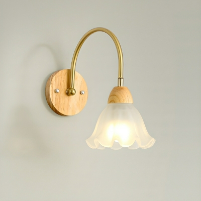 Modern Wooden 1-Light Hardwired Wall Lamp with Clear Glass Shade