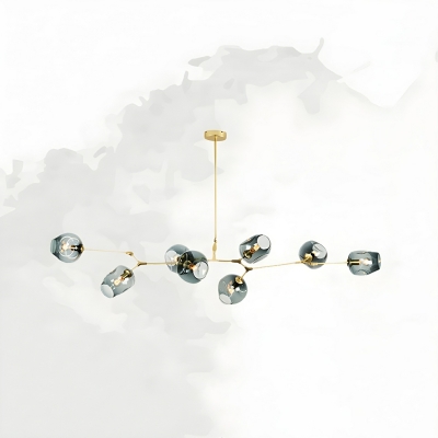 Ornate Glass Globe Chandelier with Adjustable Hanging Length and Modern LED Lighting in Clear