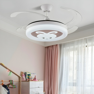 Pink Windmill Ceiling Fan with Remote Control and Kids' Wall Light