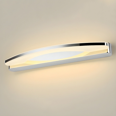 Stainless-Steel Arc Vanity Light with Acrylic White Shade LED Bulb - Modern Style