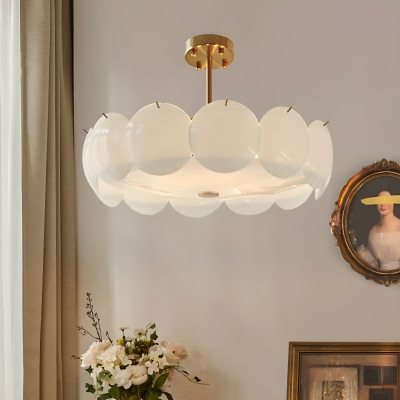 White Colonial Semi-Flush Mount Ceiling Light with Clear Glass Shade
