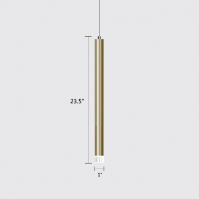 Brushed Gold Tube Pendant Lighting Post Modern Metal 1 LED Downlight for Kitchen Island Bar Cafe