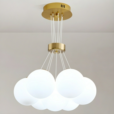 Contemporary Glass Globe Chandelier with Clear Glass Shades and Adjustable Hanging Length