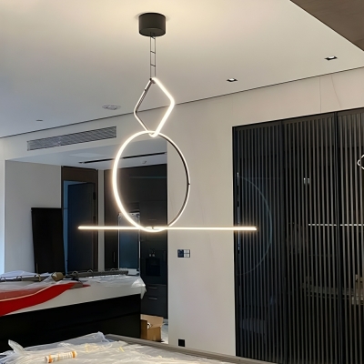 Modern Black Linear Island Light Ambient Aluminum Shade with LED Bulbs