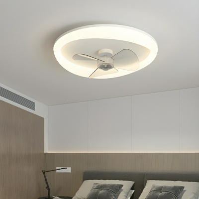 Modern Ceiling Fan with Remote Control, Stepless Dimming, and LED Bulb - Flushmount Design