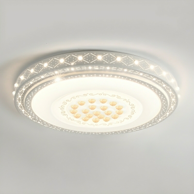 White Crystal Metal LED Close To Ceiling Lights with Circle Shape