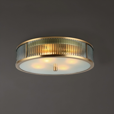 Colonial Style Flush Mount Brass Ceiling Light with Clear Glass Shade for Residential Use