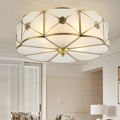 Colonial Style White Flush Mount Ceiling Light with Clear Glass Shade