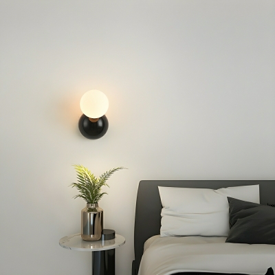 Modern 1-Light Wall Sconce with White Glass Shade for Residential Use