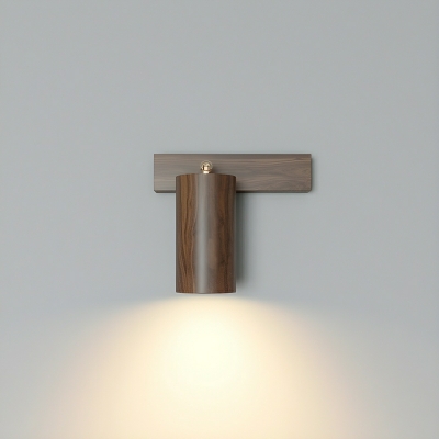 Modern Hardwired 1-Light Wooden Wall Lamp with Downward Solid Wood Shade