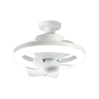 Modern Leaf Ceiling Fan with White Blades, Integrated LED Light, and Acrylic Material