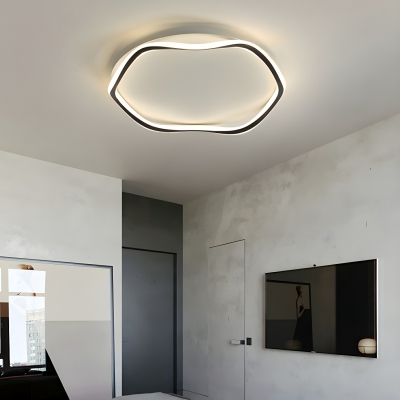 Modern LED Rubber Flush Mount Ceiling Light with White Shade, Perfect for Residential Use