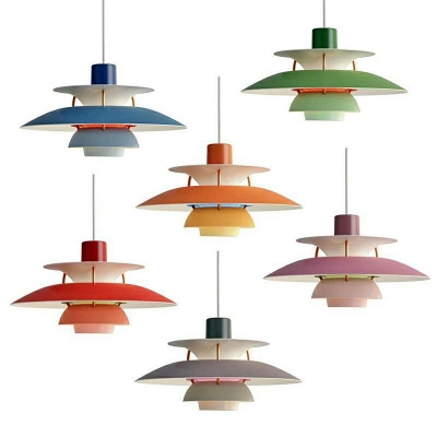 Modern Metal Pendant with Round Canopy and Adjustable Hanging Length - 19.5
