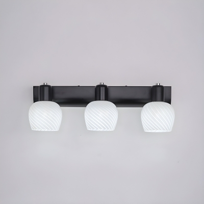 Modern Straight Metal Mirror Headlight with White Glass Shade & LED/Incandescent/Fluorescent Lighting