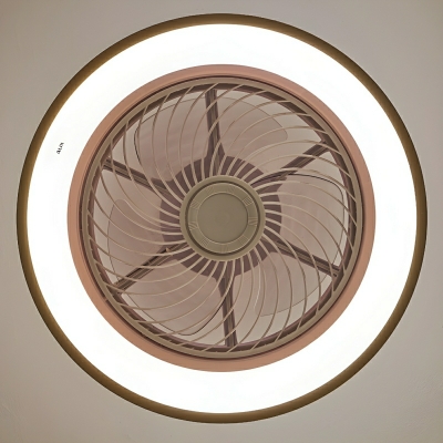 Modern White Ceiling Fan with 3 Color Light and Remote Control Flush Mount