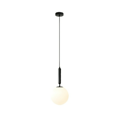 Modern White Glass Globe Pendant Light with Adjustable Hanging Length