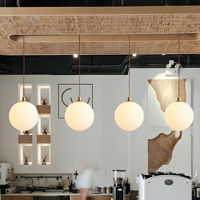 Modern White Glass Pendant Light with Adjustable Hanging Length for 35-40 Women