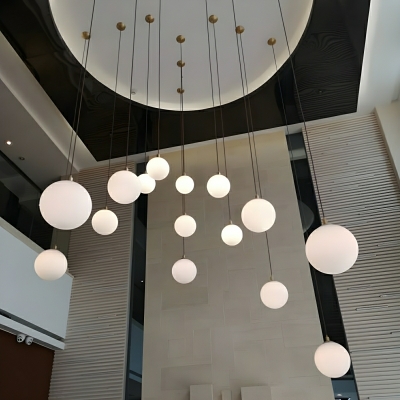 Modern White Glass Pendant Light with Adjustable Hanging Length for 35-40 Women