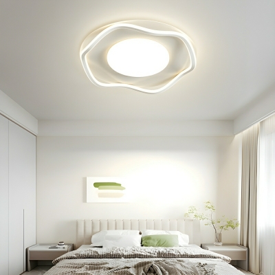 Modern White LED Flush Mount Ceiling Light with Acrylic Shade - Ideal for Residential Use