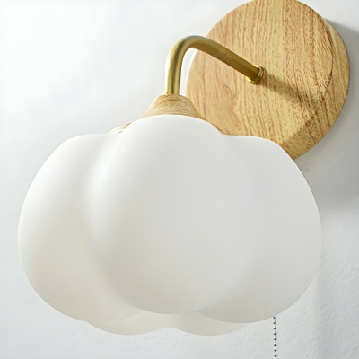 Modern White Metal 1-Light Wall Sconce with Pull Chain Switch - Ideal for Residential Use