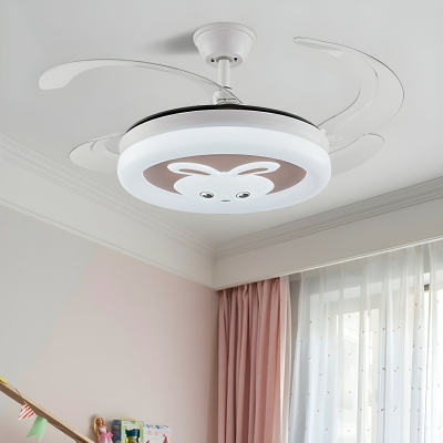 Pink Windmill Ceiling Fan with Remote Control and Kids' Wall Light