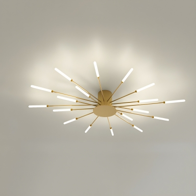 Contemporary Linear LED Chandelier with Iron Shade and Natural Light in 25 Inch & Above Size
