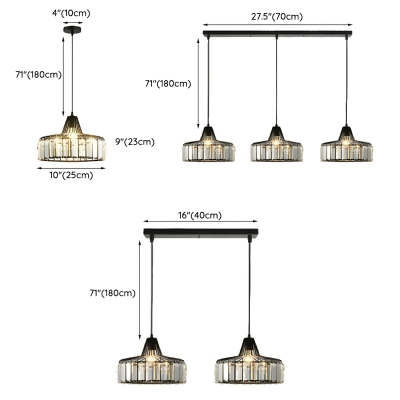 Elegant Crystal Pendant with Adjustable Hanging Length and Modern Cylinder Design