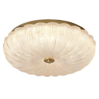 Geometric Gold LED Flush Mount Ceiling Light with Seeded Glass Shade for Modern Homes