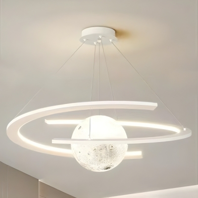 Modern Globe Chandelier with 3 LED Lights and Hanging Length in Silica Gel Shade