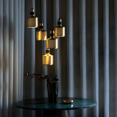 Modern Gold Iron Pendant Light with Adjustable Hanging Length